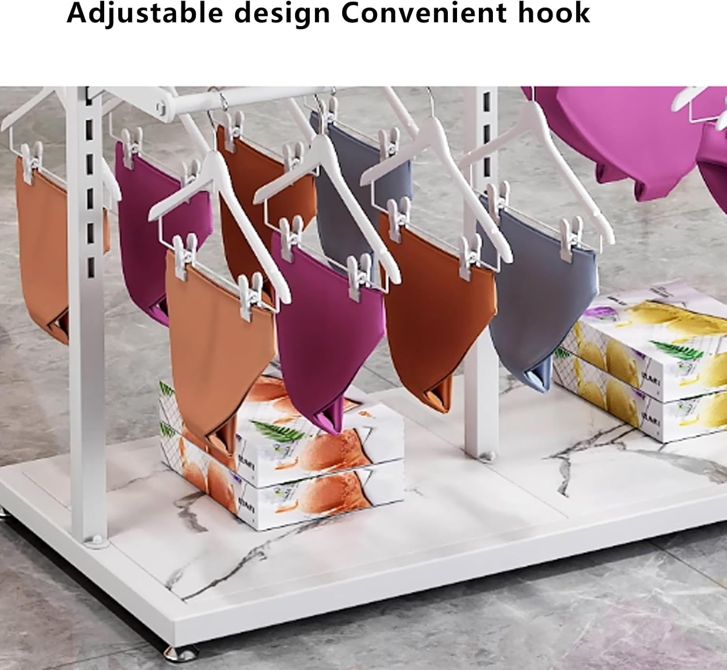 Floor Standing Organizer for Mall Retail Stores,Freestanding Underwear Panty Rack for Underwear Bra Shorts Jewelry Necklaces(White)