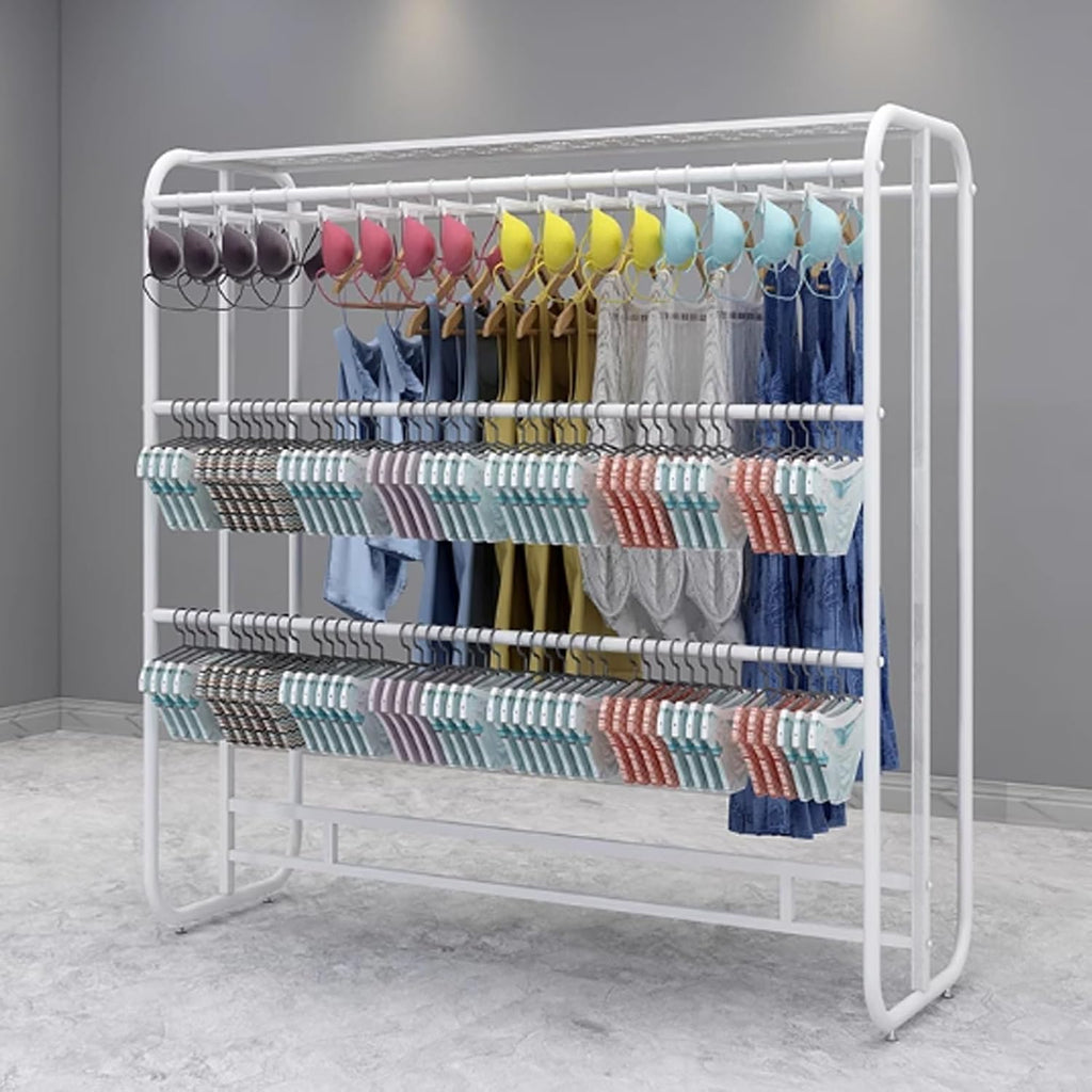 Retail Lingerie Display Stand,Floor Standing Organizer Mall Retail Stores,Freestanding Underwear Panty Rack for Bra Shorts Jewelry(White,L-120CM)