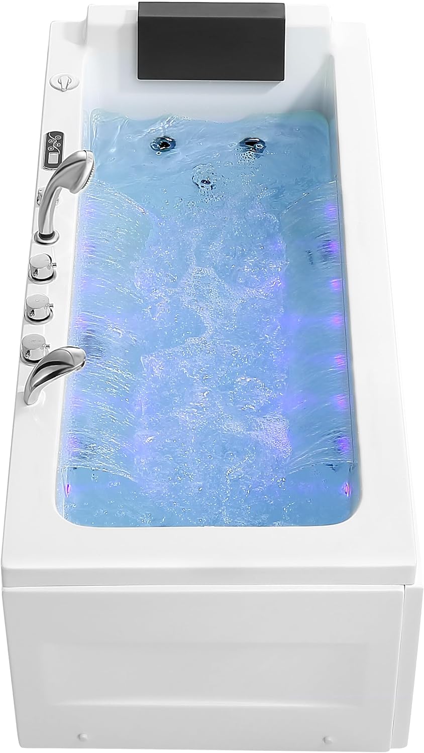 Empava Acrylic Whirlpool Bathtub, 67' Jetted Tub with Heater, Hydro Massage & Chromatherapy, White Modern Freestanding Jetted Air Bathtub