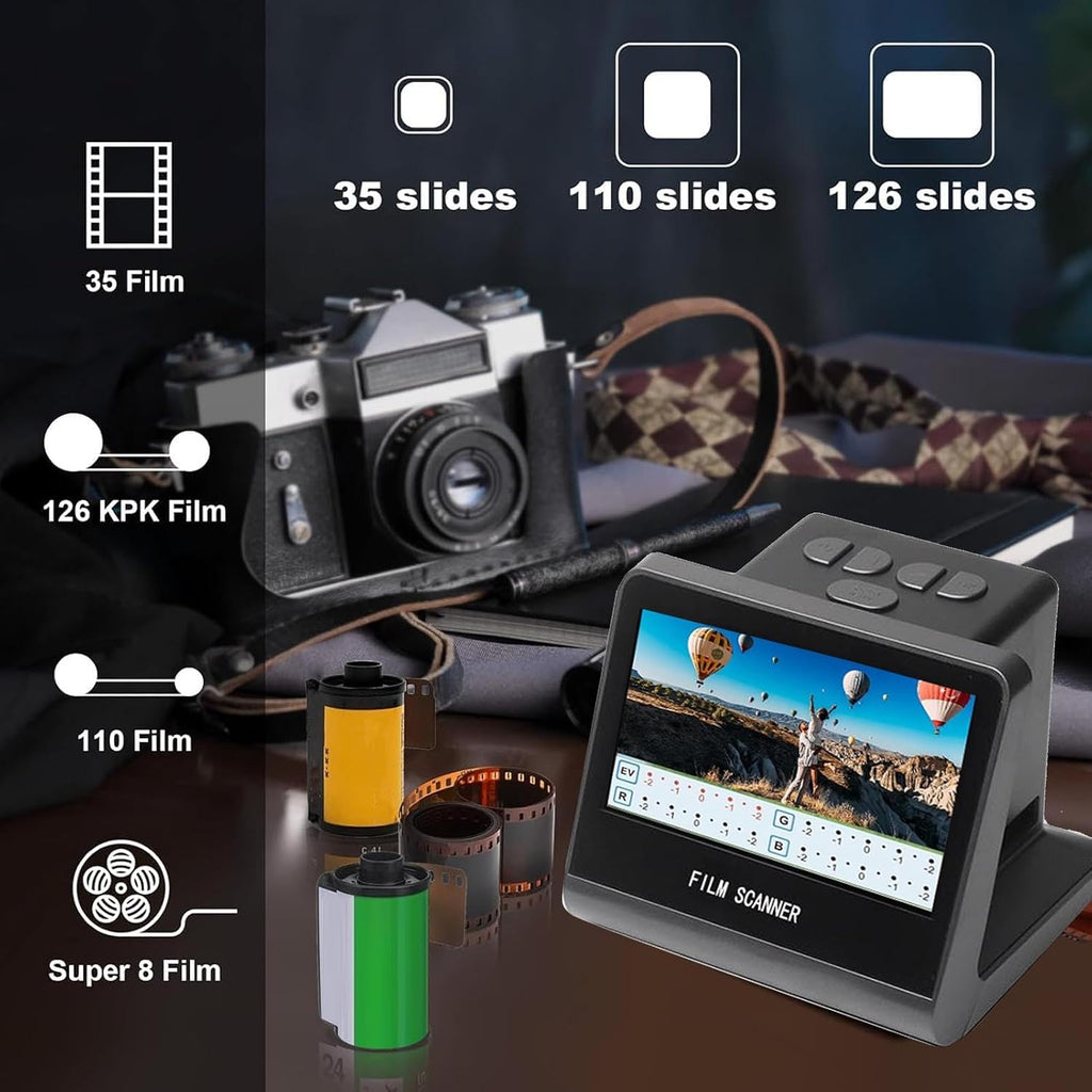 Yoidesu Film Scanner Digital 22MP with 5 Inch LCD Screen, Digital Film Scanner 16GB Memory, Slide Convert Negatives Monochrome to JPEG