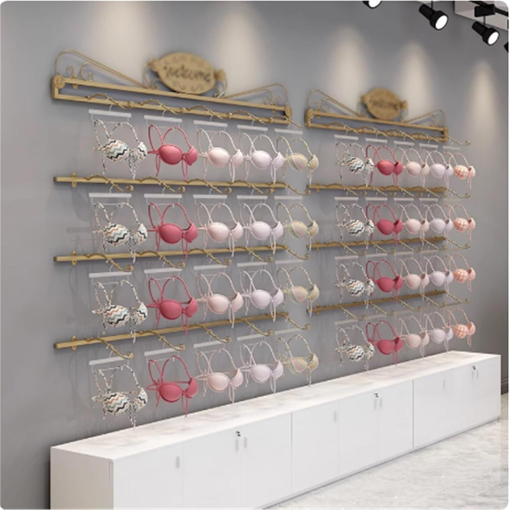 Wall-Mounted Lingerie Garment Rack, Metal, Underwear Sock Display Stand, Retail Organizer Clothes Rod, for Bras, Shorts, Socks, Hats, 4 Tier(A,120cm)