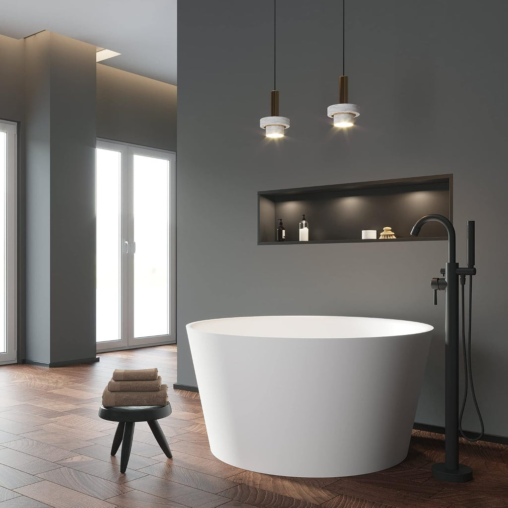 Dowell 078 48' Round Luxury Stone Resin Solid Surface Freestanding Bathtub White Modern-Roud 48'