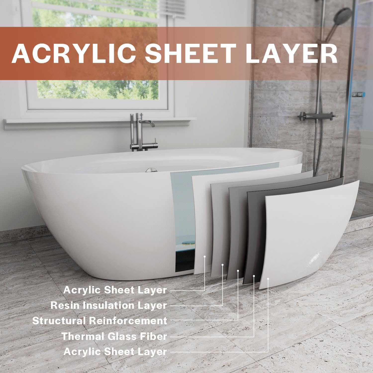 Empava EMPV-FT1503 71' Acrylic Freestanding Bathtub