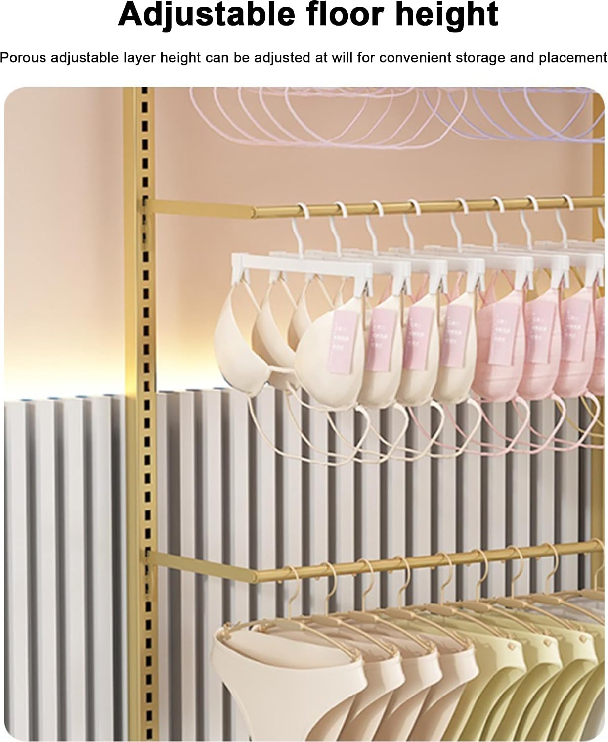 Metal Underwear Panty Bra Shorts Display Rack for Clothing Store Retail Garment Hanger Stand(Gold 120x40x135cm)