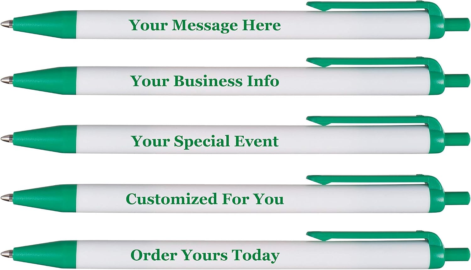 RevMark Personalized Ballpoint Pen, Custom Printed Name, Business or Event Information, Timeless Advertising, USA Made Pens, Promotional Marketing, Smooth Black Ink, Bulk Pack (Green,250 Ct.)
