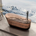 Freestanding Bathtub – Solid Surface Bathtub With Handcrafted Design, Extra Deep Soaking Tub, Free Standing Bathtub For Modern Bathroom Luxury Spa Use (68',Brown)