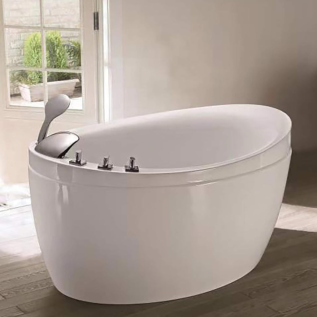 Empava 48 Inch Acrylic Luxury Freestanding Bathtub Hot Whirlpool Soaking SPA Air Massage Tub 55 Gallons, SRH2, White