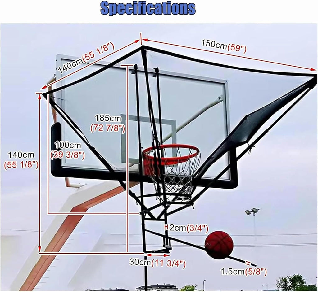 Metal Basketball Return Attachment, Portable and Easy Setup, Hanging Basketball Rebounder Net Return, Indoor Outdoor Basketball Equipment