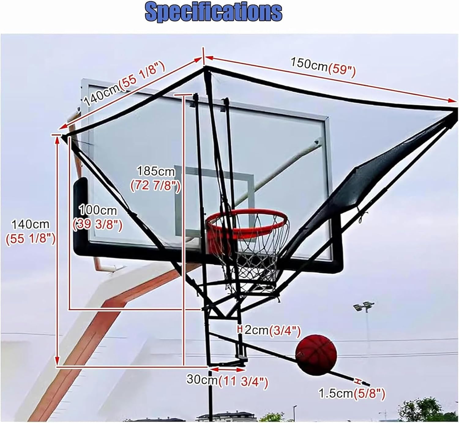 Metal Basketball Return Attachment, Portable and Easy Setup, Hanging Basketball Rebounder Net Return, Indoor Outdoor Basketball Equipment
