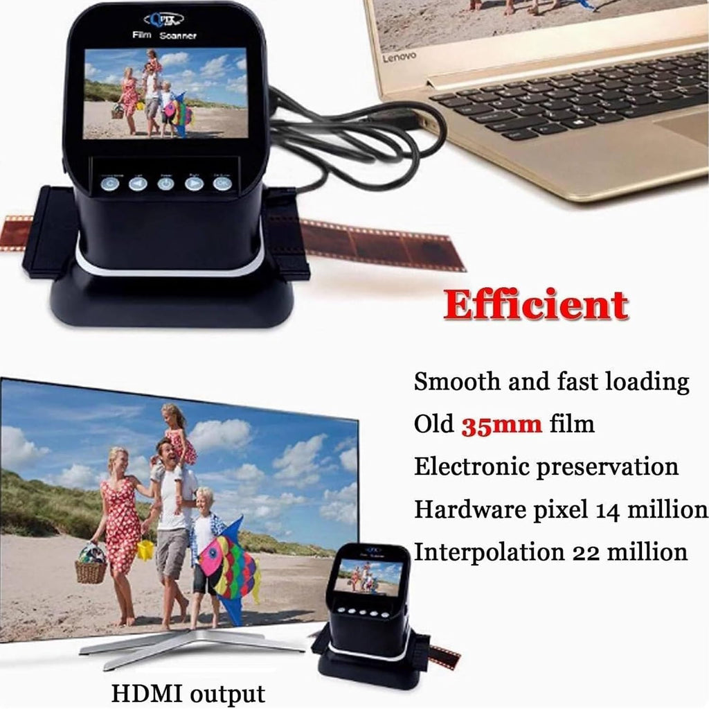 All-in-One Film to Digital Converter 22MP Film Scanner, 4.3' LCD Slide Negative Scanner with Image Preview Editing for 35mm/120 Medium Format Films
