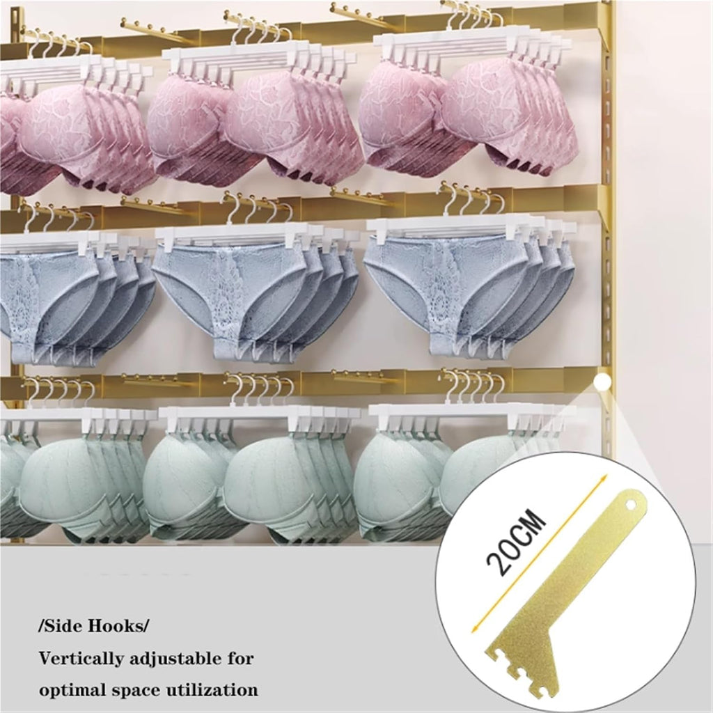 Wall-Mounted Underwear Display Stand, Metals, Lingerie Garment Rack, Retail Sock Show shelves, Supermarkets Commercial Clothing Store Shelf, for Bras, Shorts, Hats(Gold,100 * 150cm)