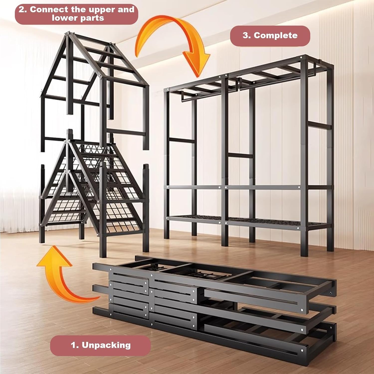 Heavy Duty Rolling Garment Rack with Cover, Portable Folding Canvas Wardrobe Closet, Metal Mobile Closet Rack, Wardrobe Clothing Coat Storage Rack with Wheels, for Hanging Clothes(59in(Wheel))