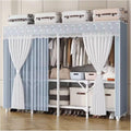 Portable Wardrobe Closet With Cover, Metal Freestanding Clothing Rack For Hanging Clothes, Wardrobe With Alloy Steel Connectors, Garment Rack For Bedroom, Dorm(Blue,150x170x45cm)