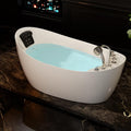 Empava 67' x 31' Freestanding Whirlpool Tub with Left/Right Drain,560W Stand Alone Bathtub with 7 Hydromassage Jets, Elegant Boat-Shaped,Acrylic,ETL Certified