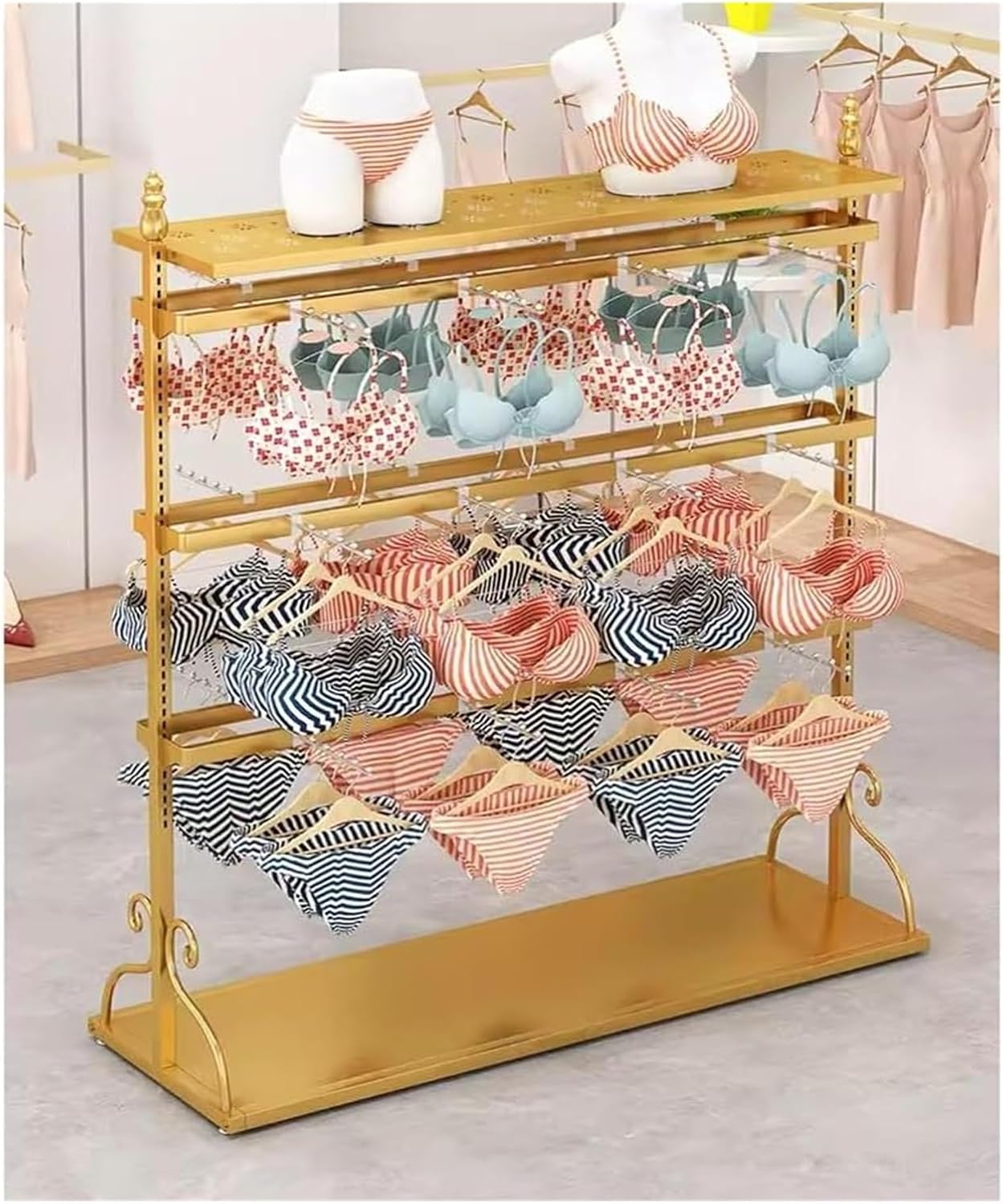 Clothes Rail Garment Rack Metal Underwear Display Stands， Floor Standing Sock Gloves Ornament Organizer Retail Store Metal Hanger Creative Commercial Shelves for Pan