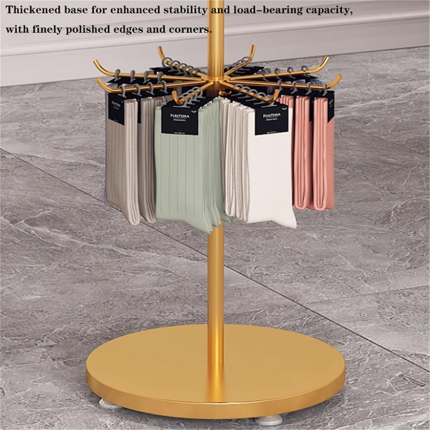 Round Retail Clothing Store Shelf, Commercial Lingerie Garment Rack, Metal, Underwear Sock Display Organizer Stand, for Bras, Shorts, Hats, 3-4 Tier(Gold,135 * 40cm)