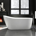 67' Acrylic Free Standing Tub, High-Back Freestanding Bathtub, Soaking Tub with Overflow and Drain, Gloss White