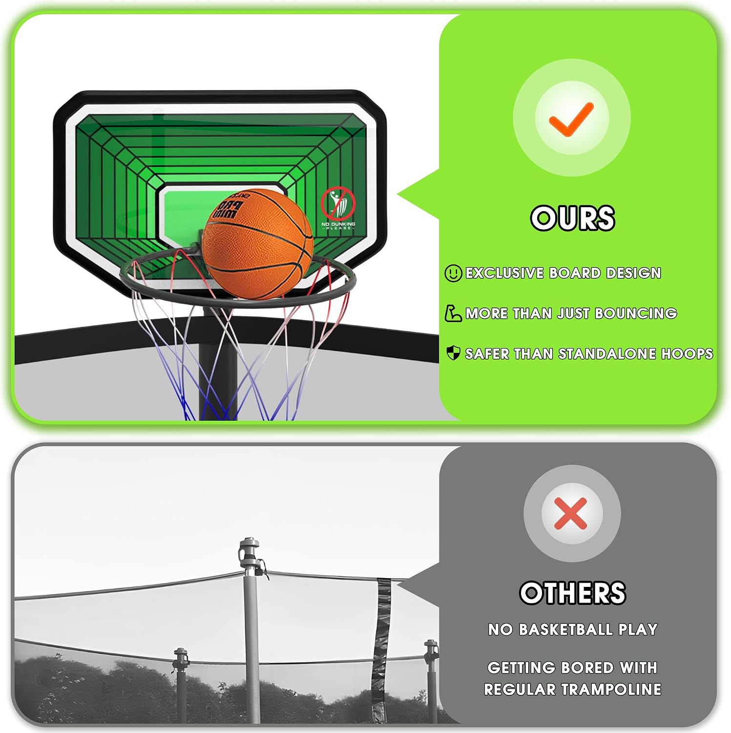 LHX 8 10 12 14 15 16FT Tranpoline Outdoor 1500LBS with Basketball Hoop, Light and Sprinkler, Large Heavy Duty Round Recreational Tranpoline for Kids and Adults for Family Backyard Fun, ASTM Approved