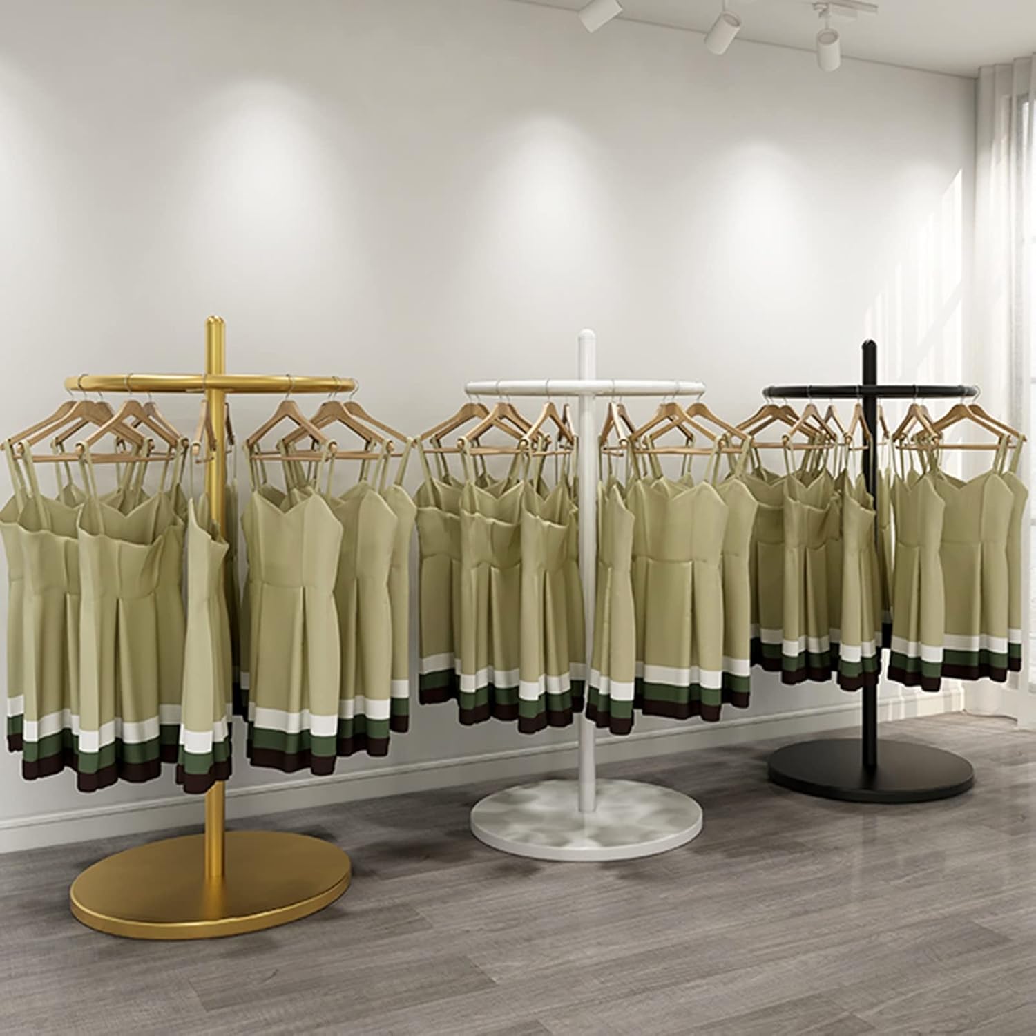 Lingerie Garment Rack Retail Display Racks, Freestanding Clothing Store Residential Wardrobe Garment Rack, Circular Rotate Commercial Hanging Shelves, Dress Panties,Black-55x155CM