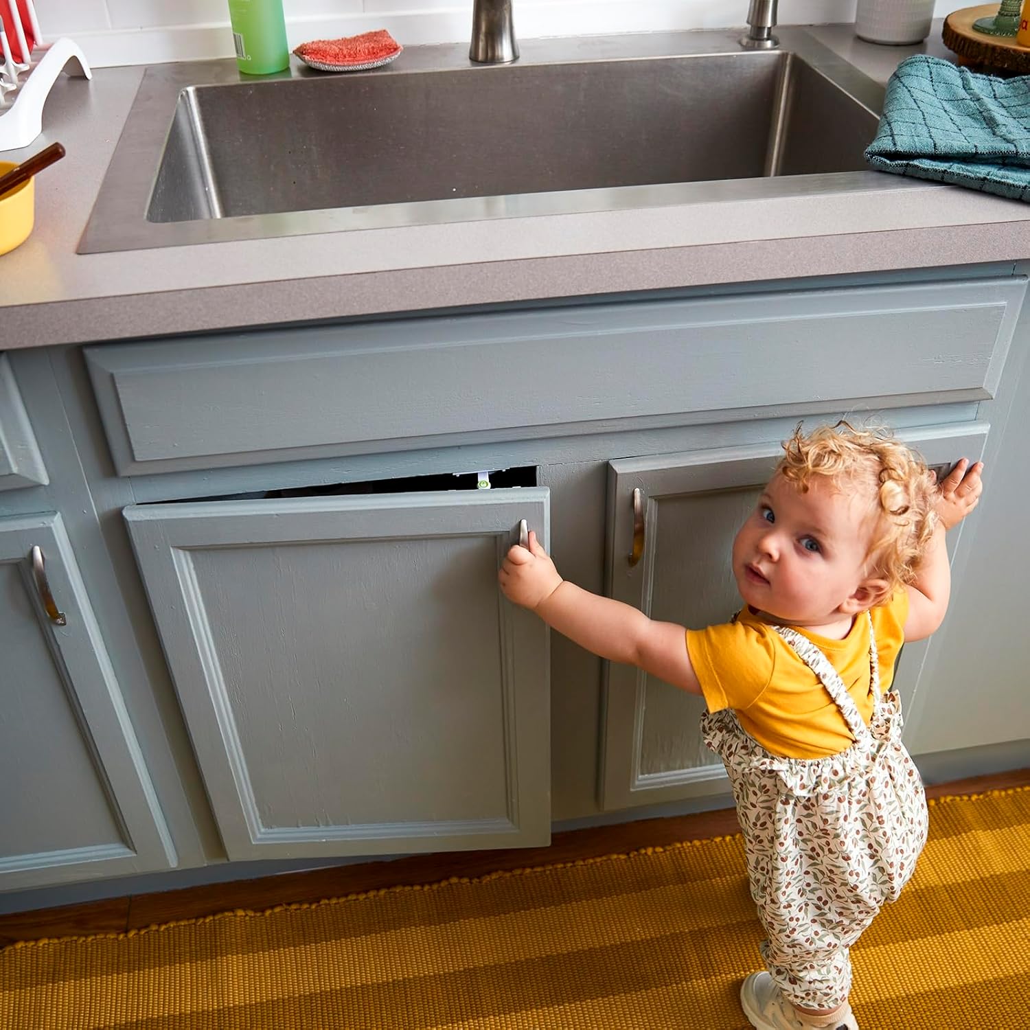 Safety 1st - Secure-to-Explore Adhesive Cabinet Locks Baby Proofing, ChildLocks for Cabinets and Drawers (4 Locks), White (Pack of 12)