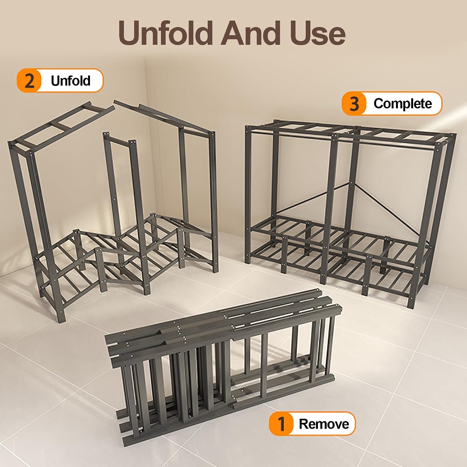 Heavy Duty Foldable Portable Wardrobe Closet With Cover, Reestanding Metal Clothing Rack, Garment Rack For Hanging Clothes, Armoire Storage(170x50x100cm)