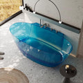 Ergonomic Luxury Spa Bathtub, Oval-Shaped Transparent Resin Tub with Drain, Handcrafted Extra-Deep Tub, Modern Spa Bathroom, 55-70 Inches,A l170cm