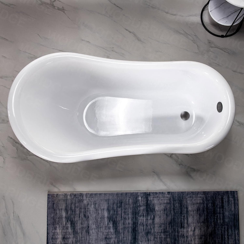 WOODBRIDGE 59' Heavy Duty Acrylic Slipper Clawfoot Bath Tub with ORB Feet + ORB Drain &Overflow
