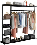 Black Large Clothing Rack 4 Tiers Heavy Duty Garment Rack Freestanding Closet Organizer, Max Load 330LBS(100x35x155cm)