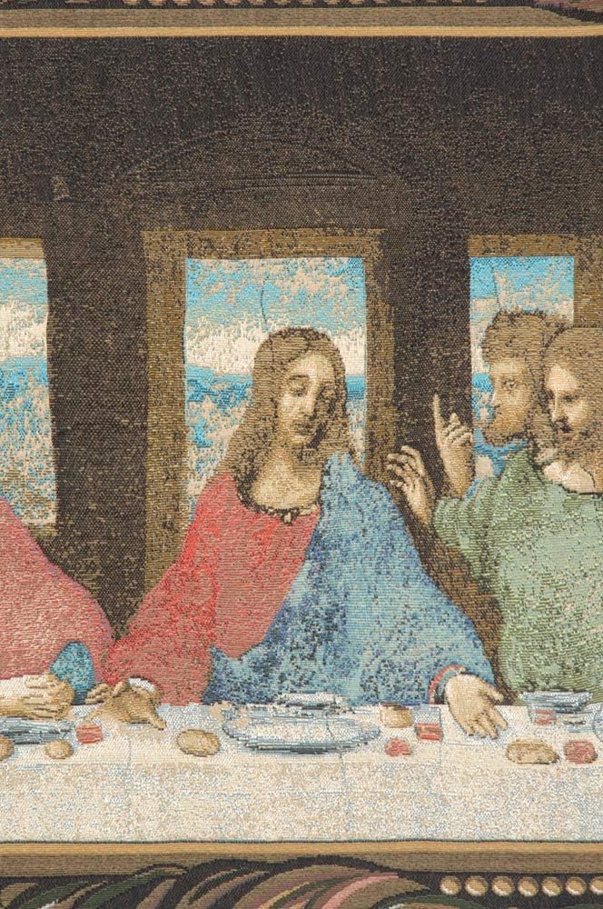 C Charlotte Home Furnishings Inc The Last Supper Border italian Tapestry Wall Hanging | Viscose Cotton and Polyester Blend Wall Art | 25 in. x 56 in | Home Decor Accents | By Leonardo da Vinci
