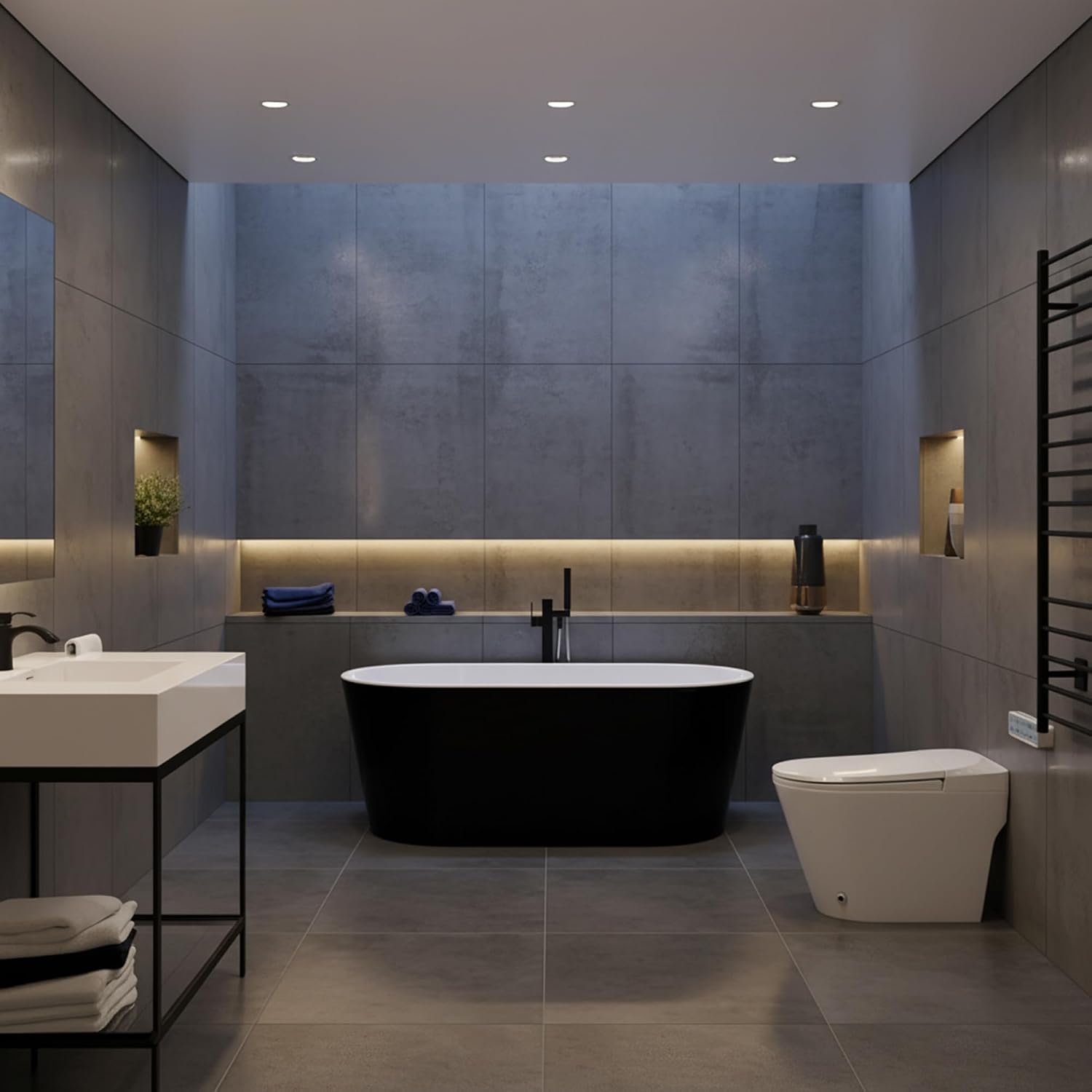 ANZZI Chand 59 in. Acrylic Flatbottom Freestanding Bathtub in Black/White, FT-AZ098-59BK