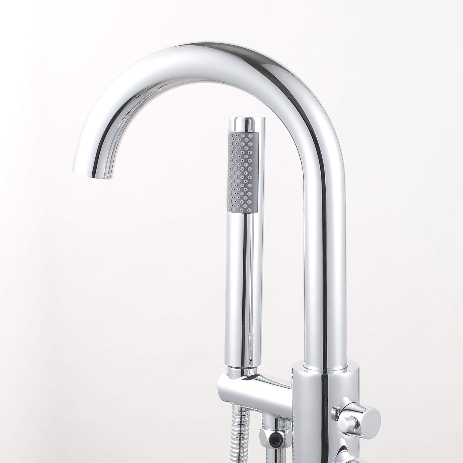 Woodbridge F0002 CH Freestanding Tub Filler Bathtub Chrome Floor Mount Brass Bathroom Faucets with Hand Shower