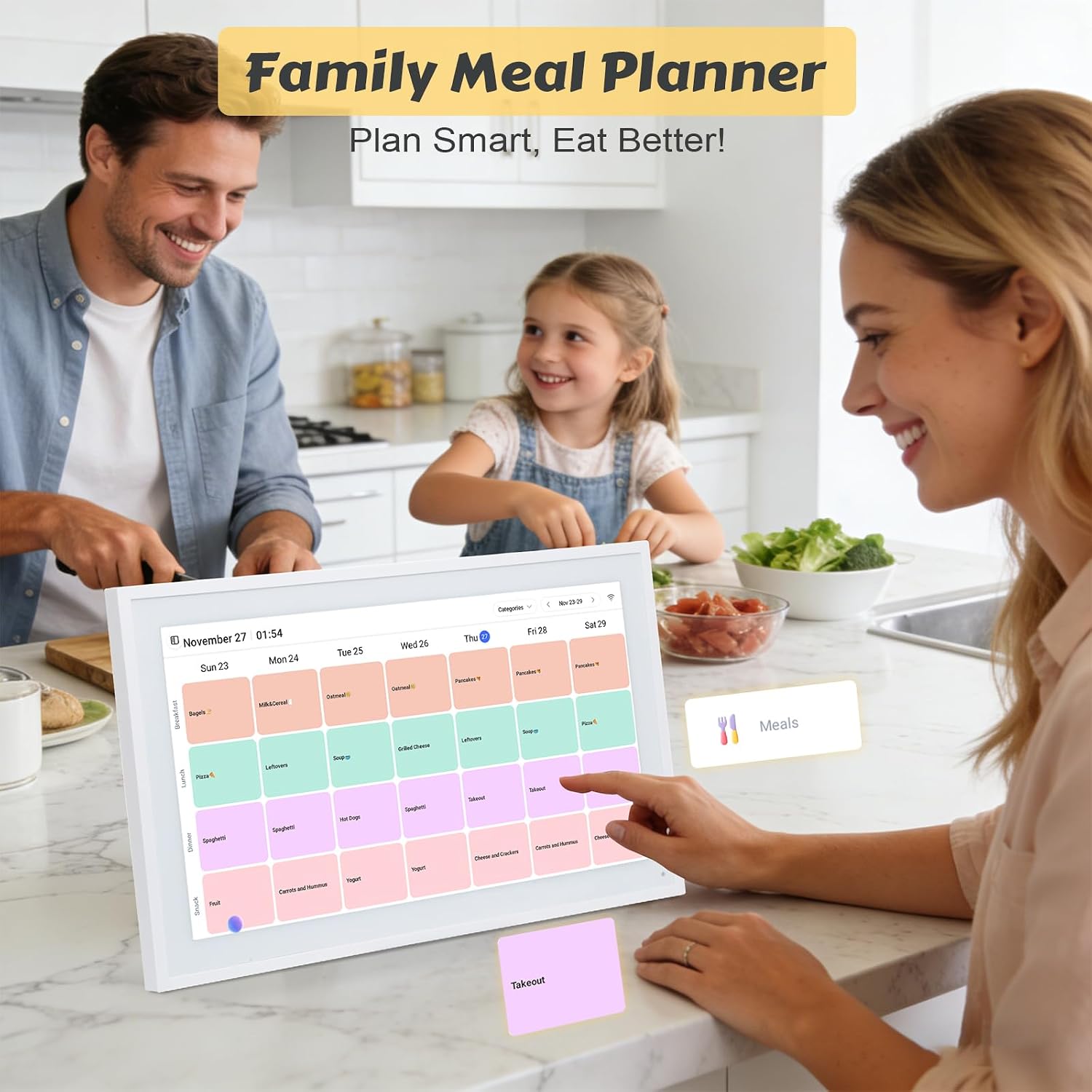 COMIX 15.6' Smart Digital Wall Calendar - WiFi Family Organizer with Sync Google/Outlook/Apple Calendar, Touchscreen Meal Planner & Chore Chart, Digital Photo Frame for Home & Office