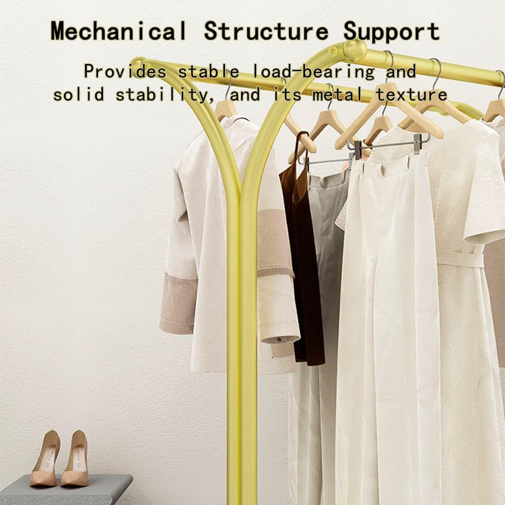 Heavy Duty Clothes Rack with Sturdy Wheels, Freestanding Metal Garment Rack for Hanging Clothes, Standing Rolling Clothing Rack for Retail Boutiques and Bedroom, Gold