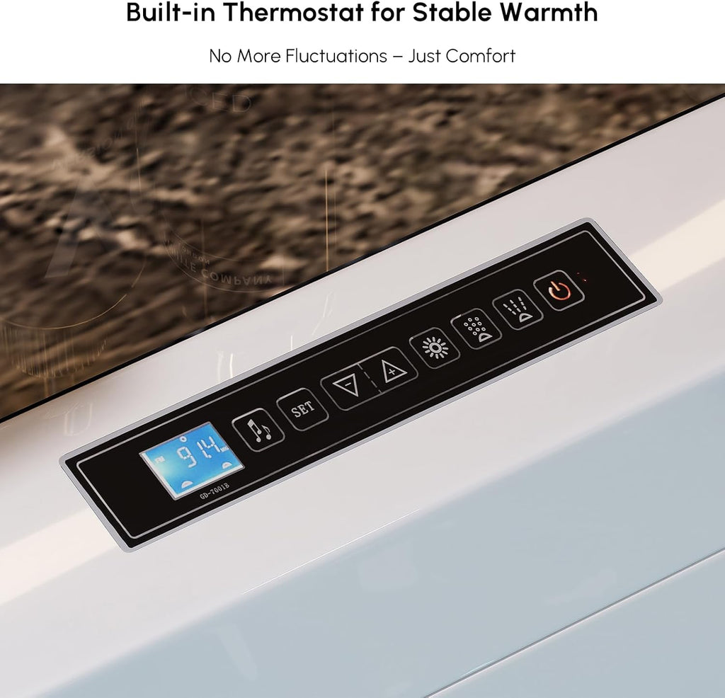 Homary 70.8' Whirlpool Bathtub with Thermostat Control, 2-Person Jetted Bathtub 3-Sided Apron Acrylic Soaking Tub with Jets, Lighted, Heater & Chromatherapy for Home Spa