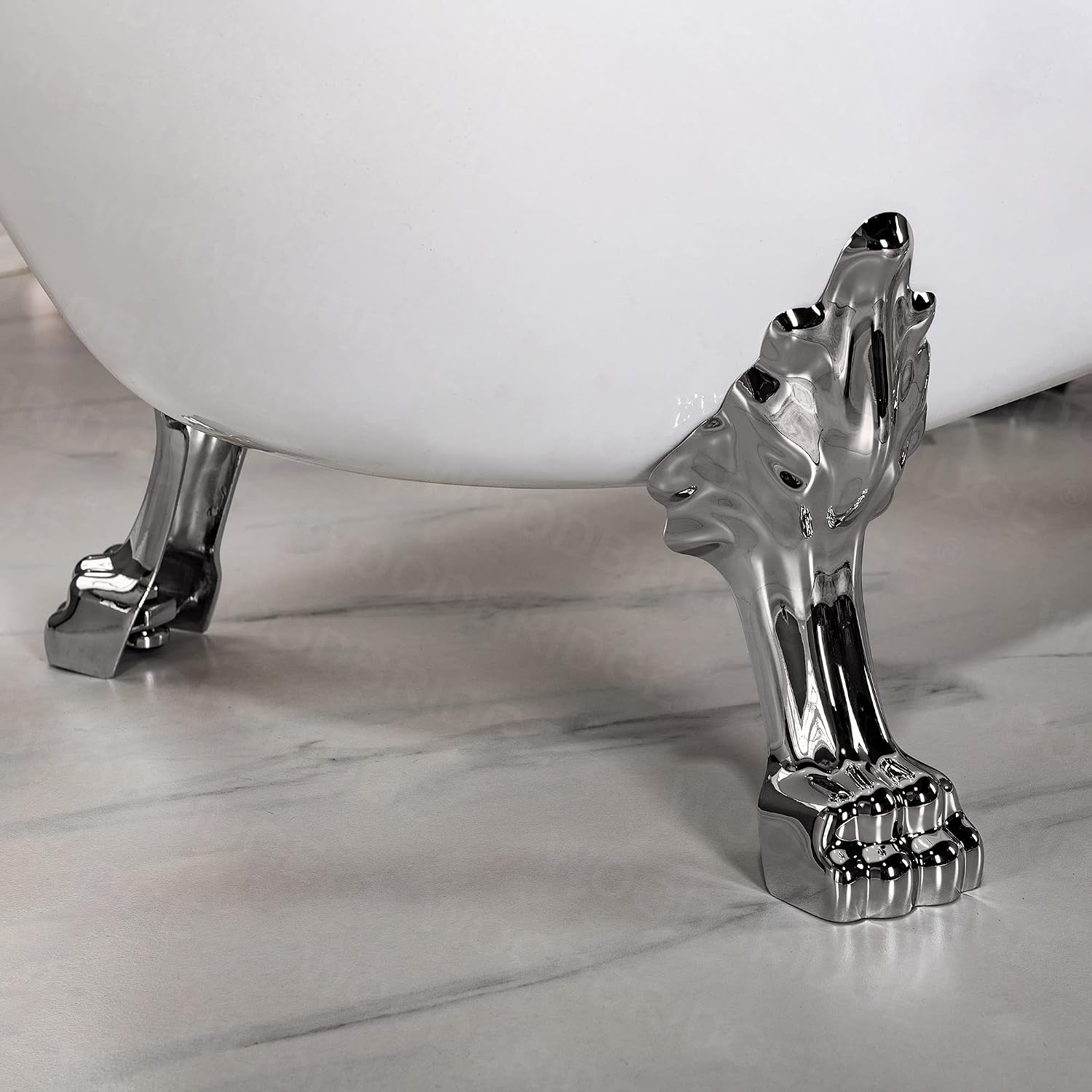 WOODBRIDGE 54' Heavy Duty Acrylic Slipper Clawfoot Bath Tub with Brushed Nickel Feet + Brushed Nickel Drain &Overflow