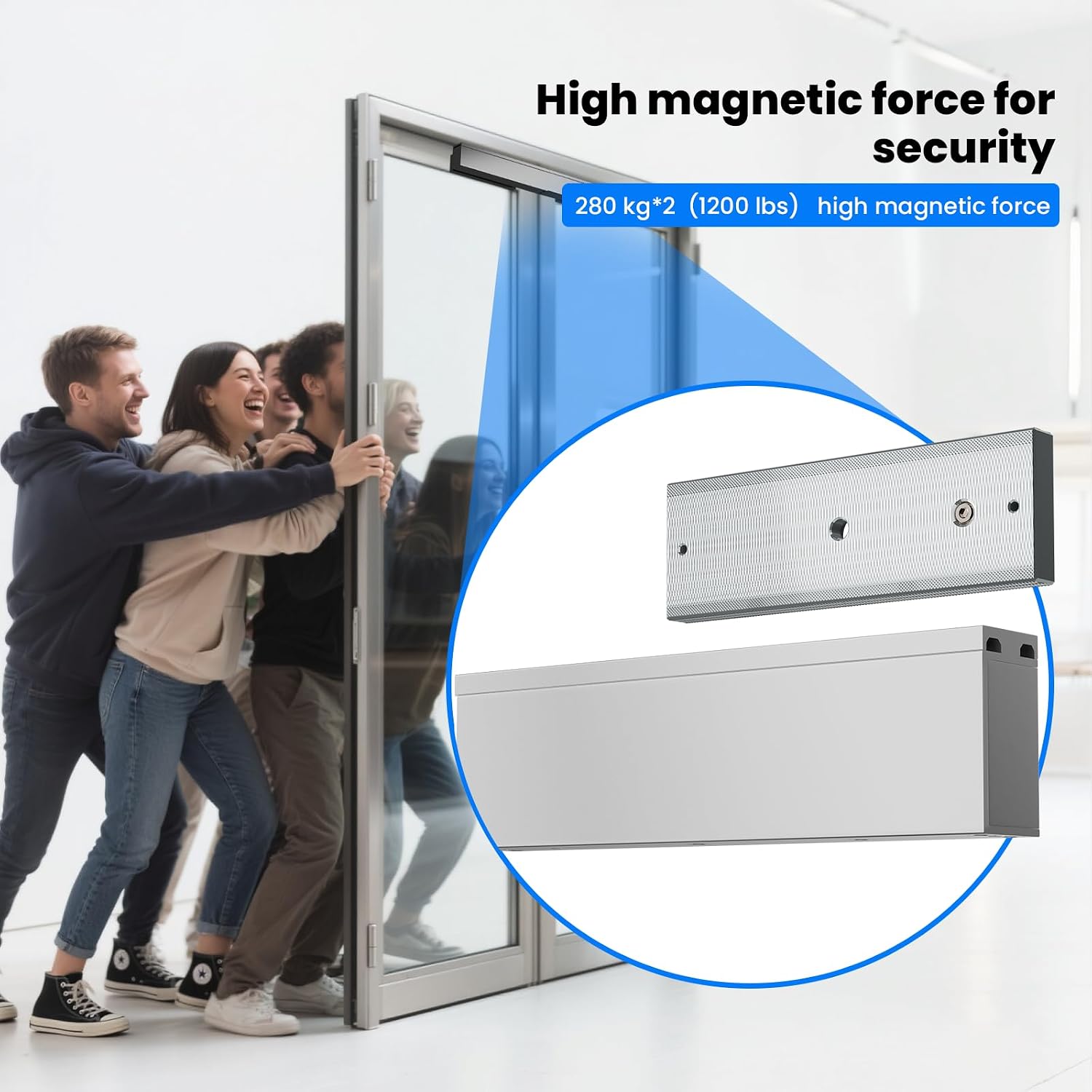 𝙐𝙥𝙜𝙧𝙖𝙙𝙚 1200lbs Electromagnetic Door Lock Access Control.Waterproof 12VDC 24VDC Heavy Duty Magnetic Door Lock Gate Lock 1200lbs Holding Force with 2 Remote Control、Integrated Power Box