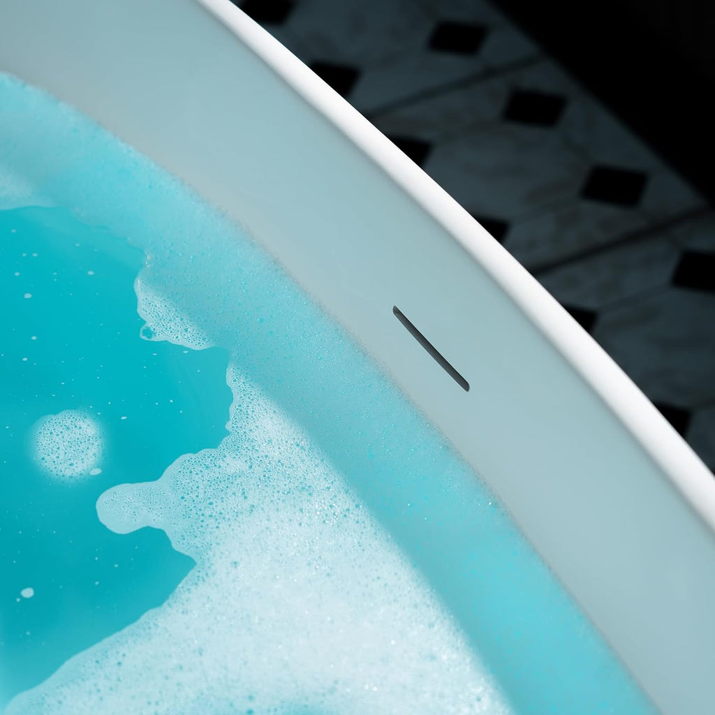 WOODBRIDGE 59 in. x 33.5 in. Stone Resin Luxury Contemporary Solid Surface Freestanding Bathtub in Matte White