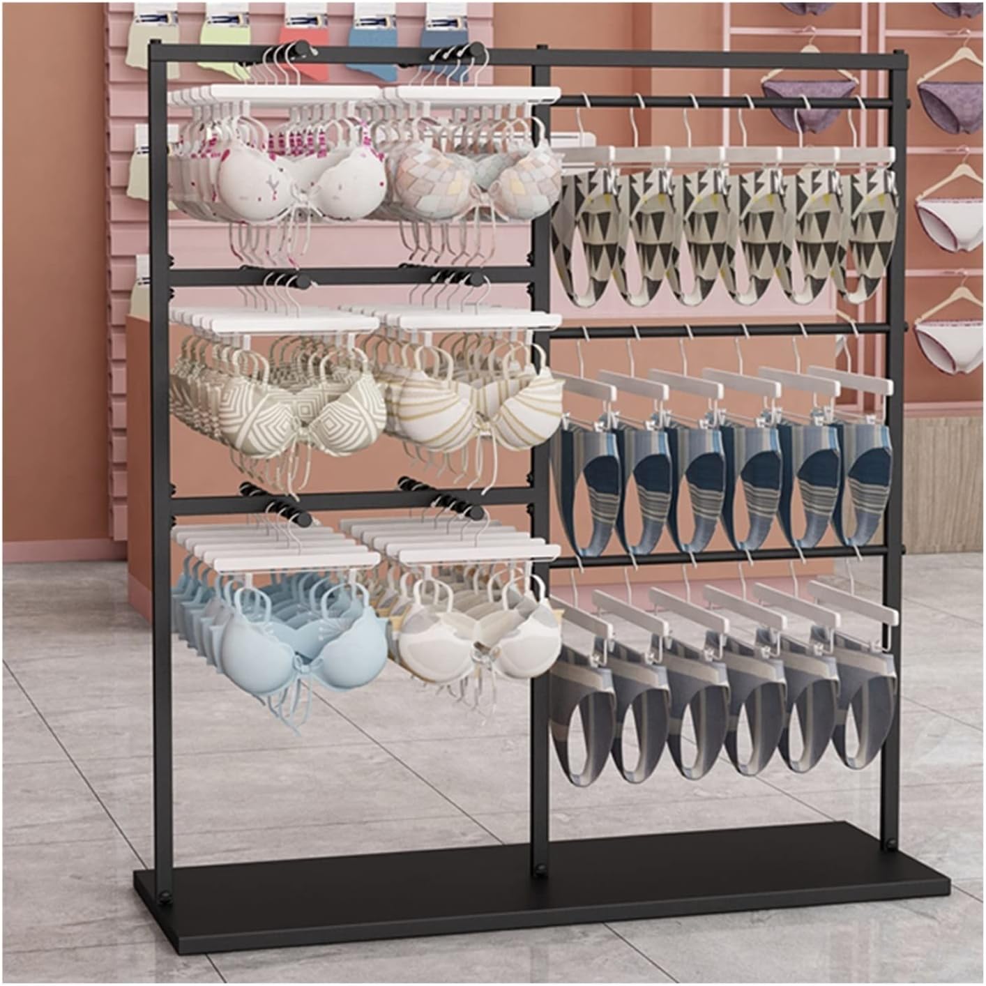 Coat Rack Stand, Underwear Display Stands, Freestanding Clothing Store Boutiques Retail Lingerie Garment Rack, Commercial Shelves for Socks Bra Panties Scarves Storage