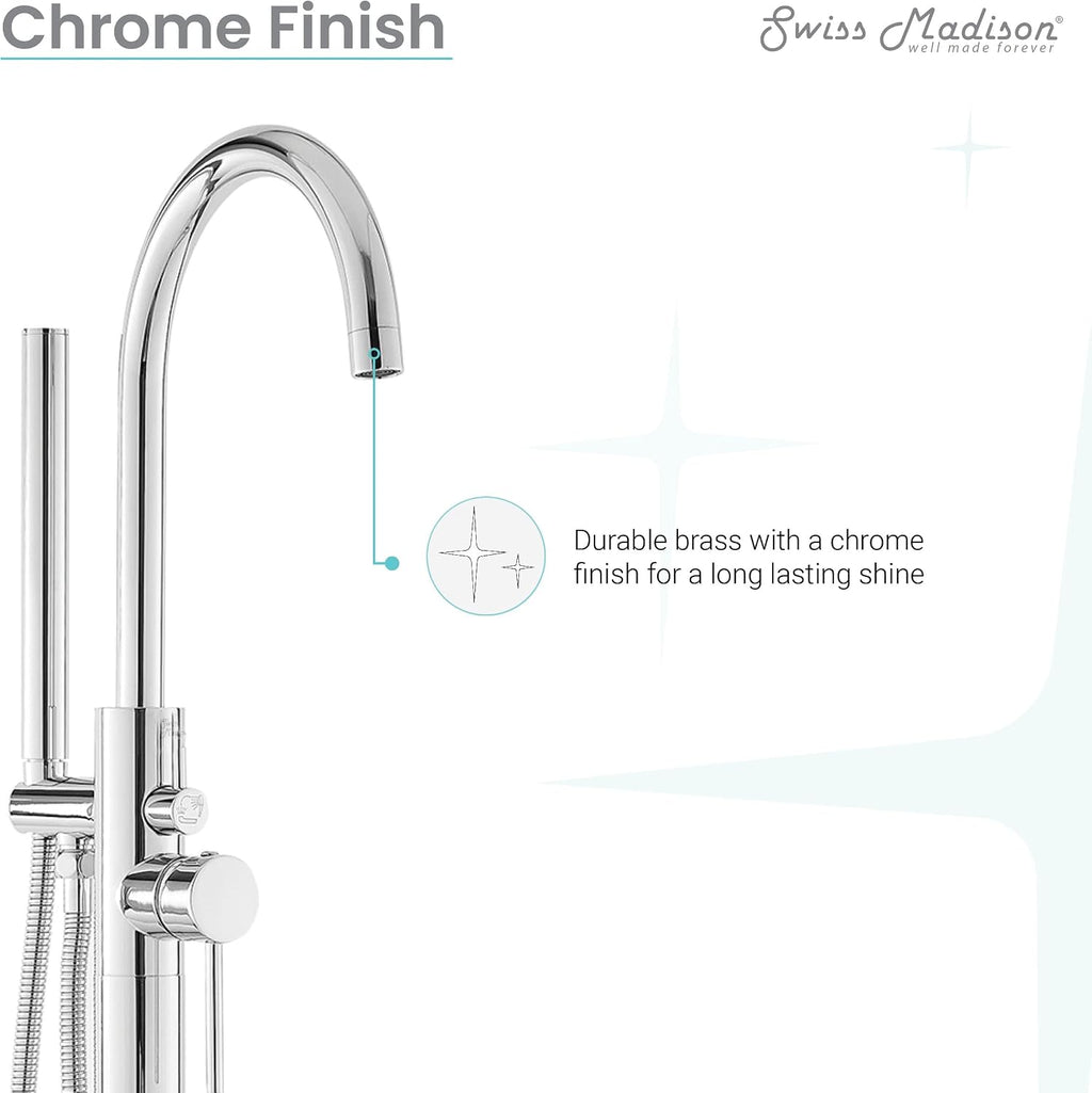 Swiss Madison Well Made Forever SM-FF11C Ivy Freestanding Bathtub Faucet in Chrome