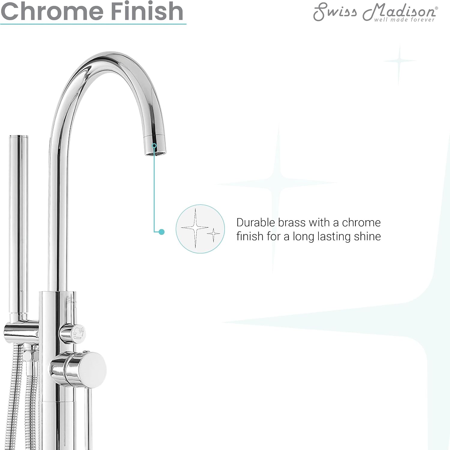 Swiss Madison Well Made Forever SM-FF11C Ivy Freestanding Bathtub Faucet in Chrome