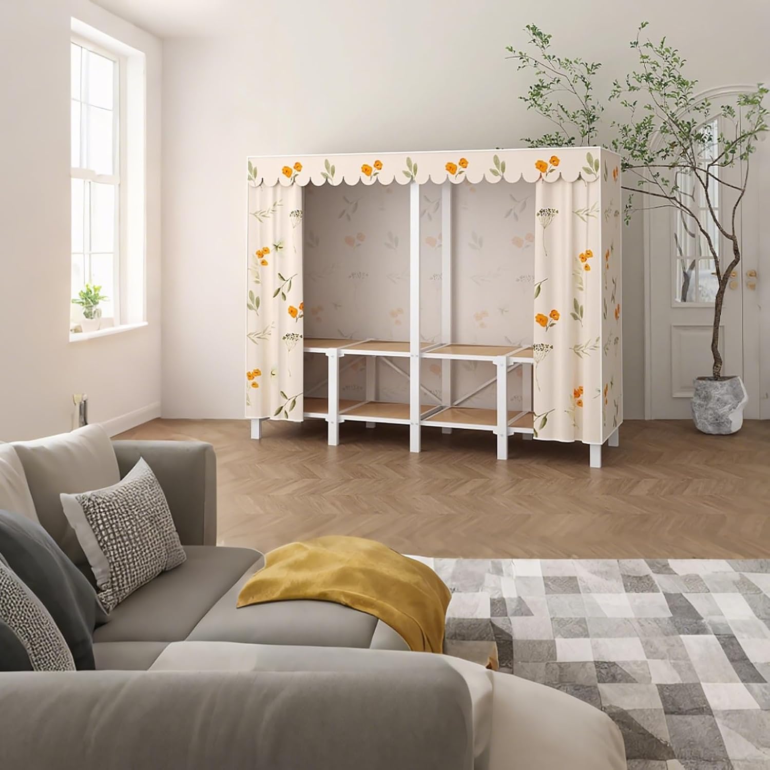 67.7 in Heavy Duty Portable Closet with Cover Foldable Covered Clothes Rack Armoire Wardrobe Storage Garment Racks