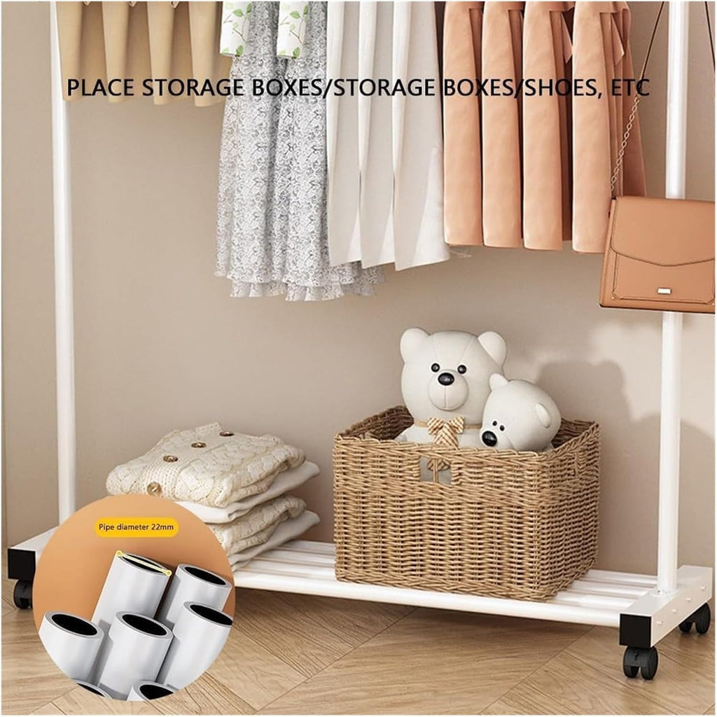 Clothes Rack, Metal Garment Rack, Multifunctional Garment Rack With Storage Shelves, Freestanding Closet With Hanging Rods(C,100 * 38 * 162cm)