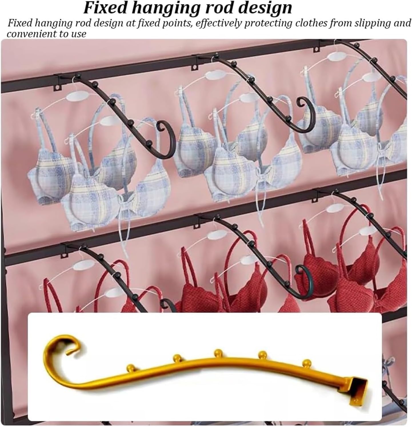 Clothes Rail Garment Rack Metal Underwear Display Stands， Floor Standing Sock Gloves Ornament Organizer Retail Store Metal Hanger Creative Commercial Shelves for Pan