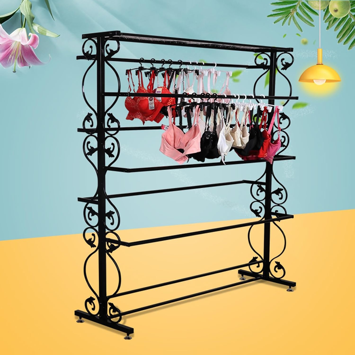 Free Standing Garment Rack Organizer, Commercial Grade Retail Display Racks, Merchandise Socks Underwear Scarf Shorts Slippers Accessories Storage Hanger, Clothing Shelves (Color : Black, S