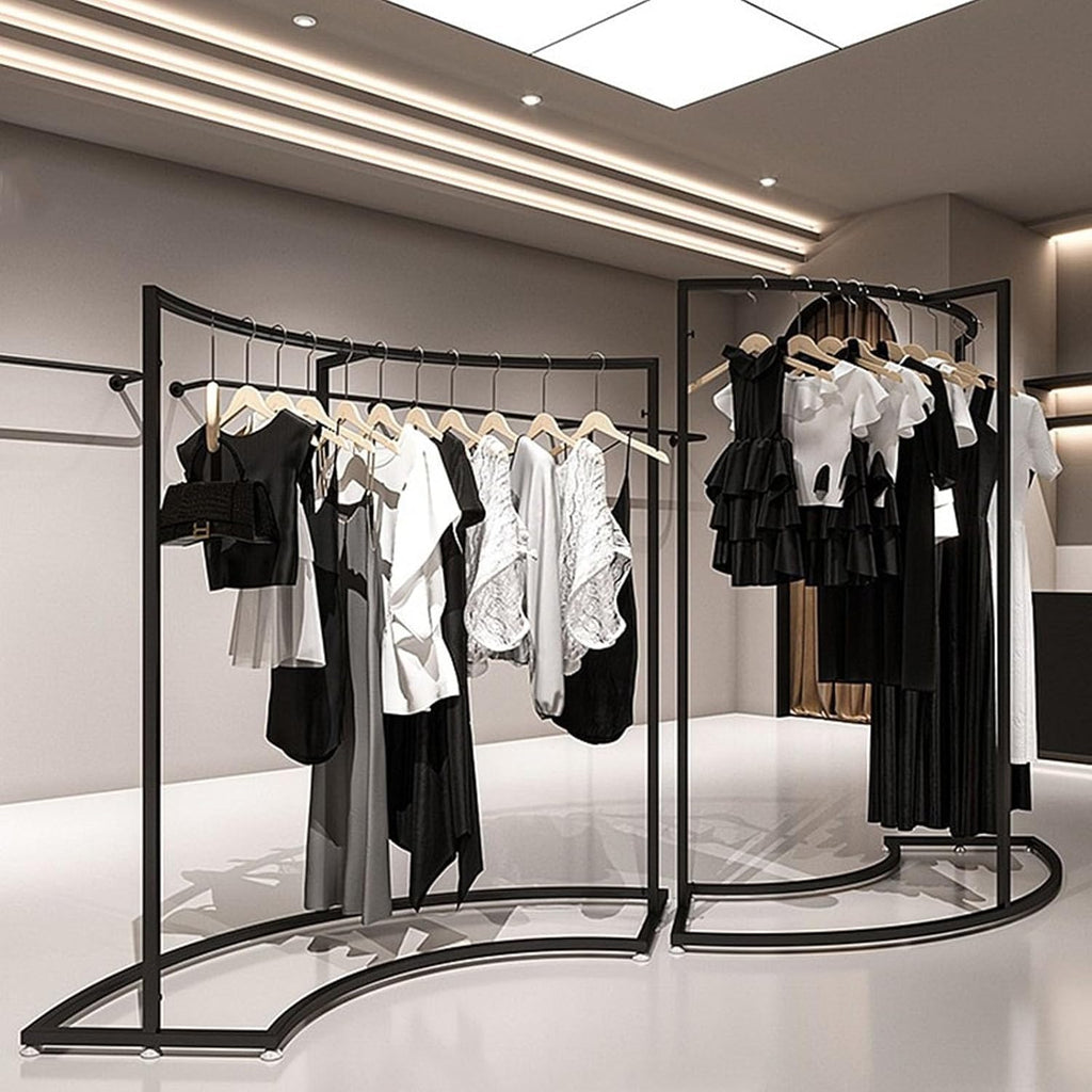 Heavy Duty Clothing Rack Black Freestanding Garment Rack 34.3x17.7x52.4in – Iron Frame Clothes Rack for Hanging Clothes, Commercial Shop Boutiques Laundry Room(87x45x155cm/34.3x17.7x61in)