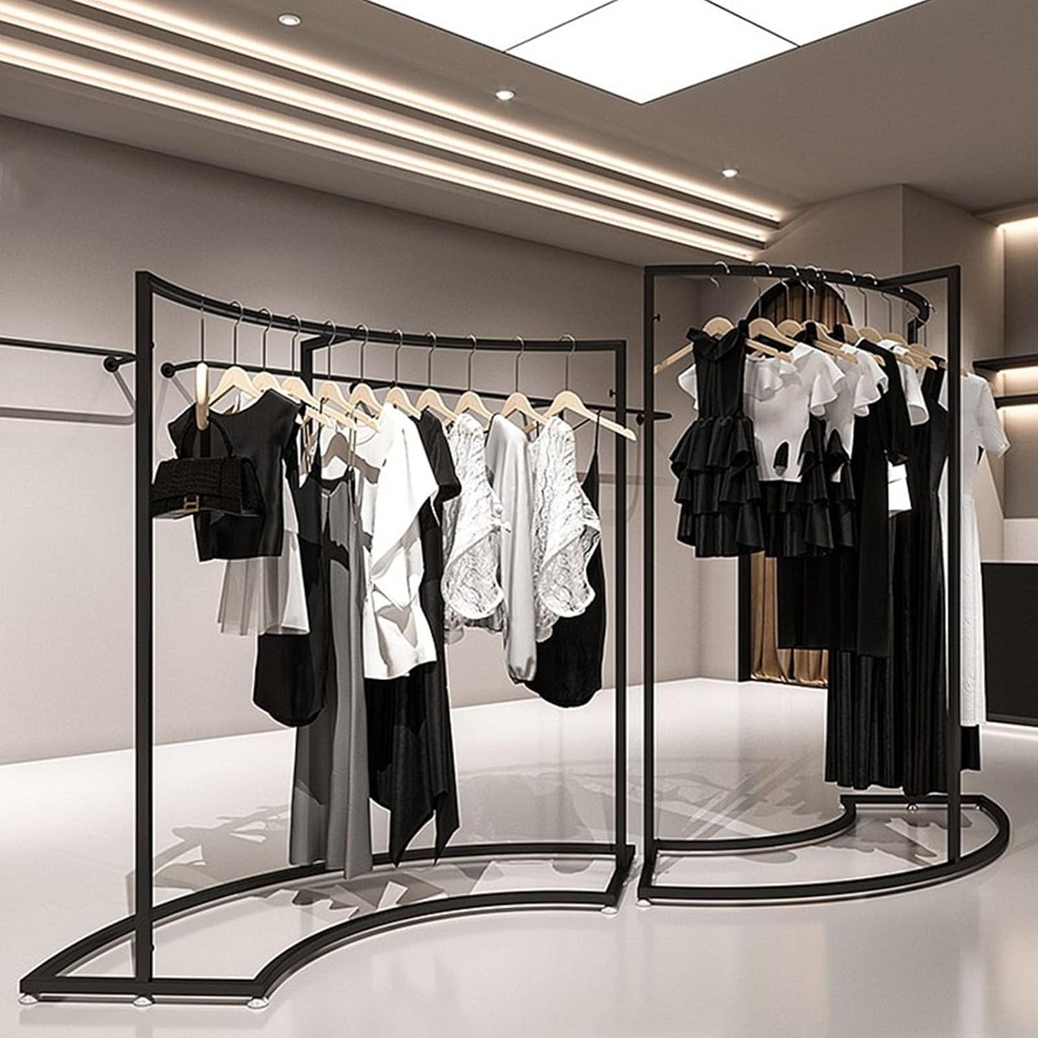 Heavy Duty Clothing Rack Black Freestanding Garment Rack 34.3x17.7x52.4in – Iron Frame Clothes Rack for Hanging Clothes, Commercial Shop Boutiques Laundry Room(87x45x155cm/34.3x17.7x61in)