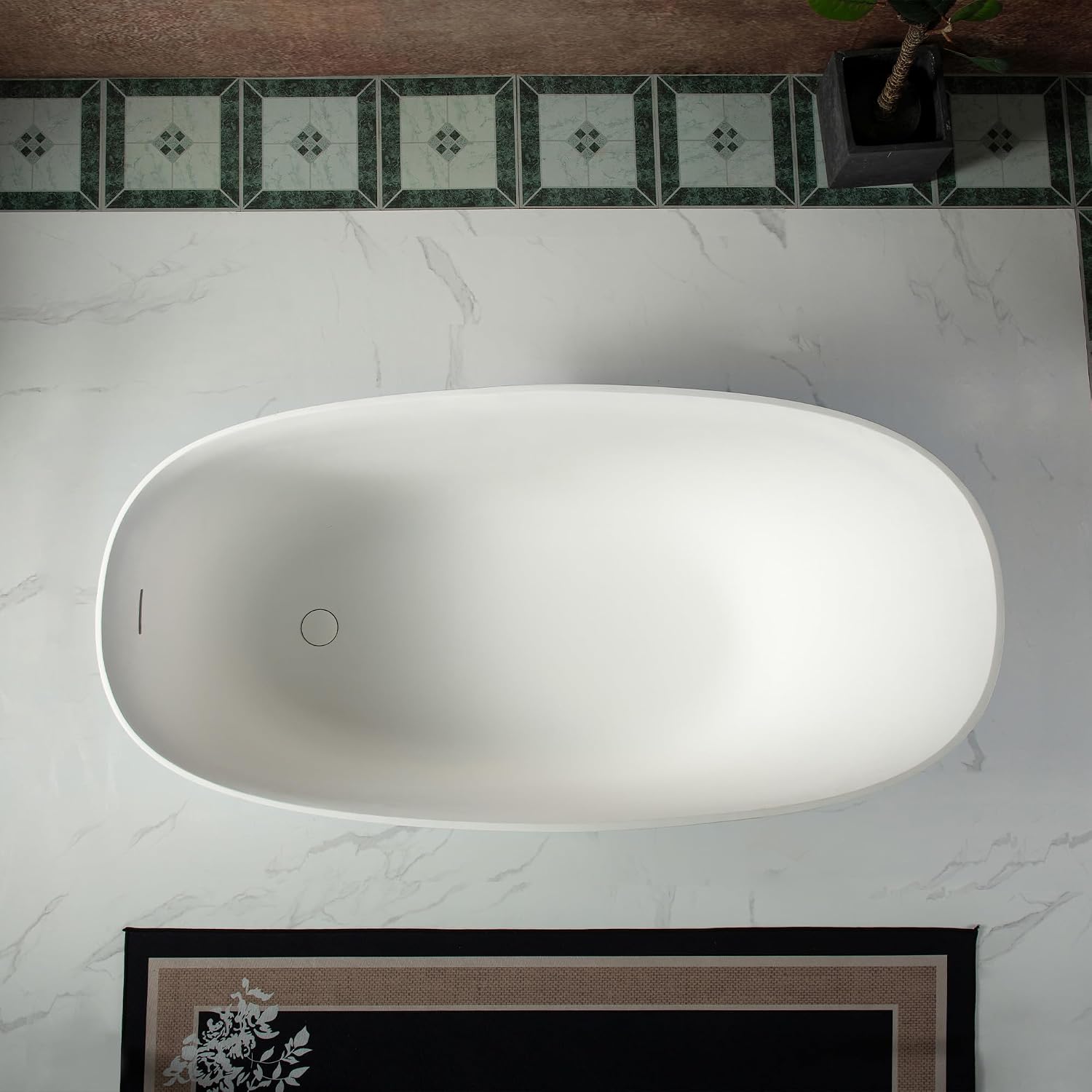 WOODBRIDGE 59 in. x 29.5 in. Stone Resin Luxury Contemporary Solid Surface Freestanding Bathtub in Matte White