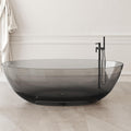 Stone Resin Freestanding Bathtub 71', Elegant Oval Shape Soaking Tub, Solid Surface Stand Alone Bathtub with Drain & Integrated Slotted Overflow Transparent Grey AMFS303-1800 Grey