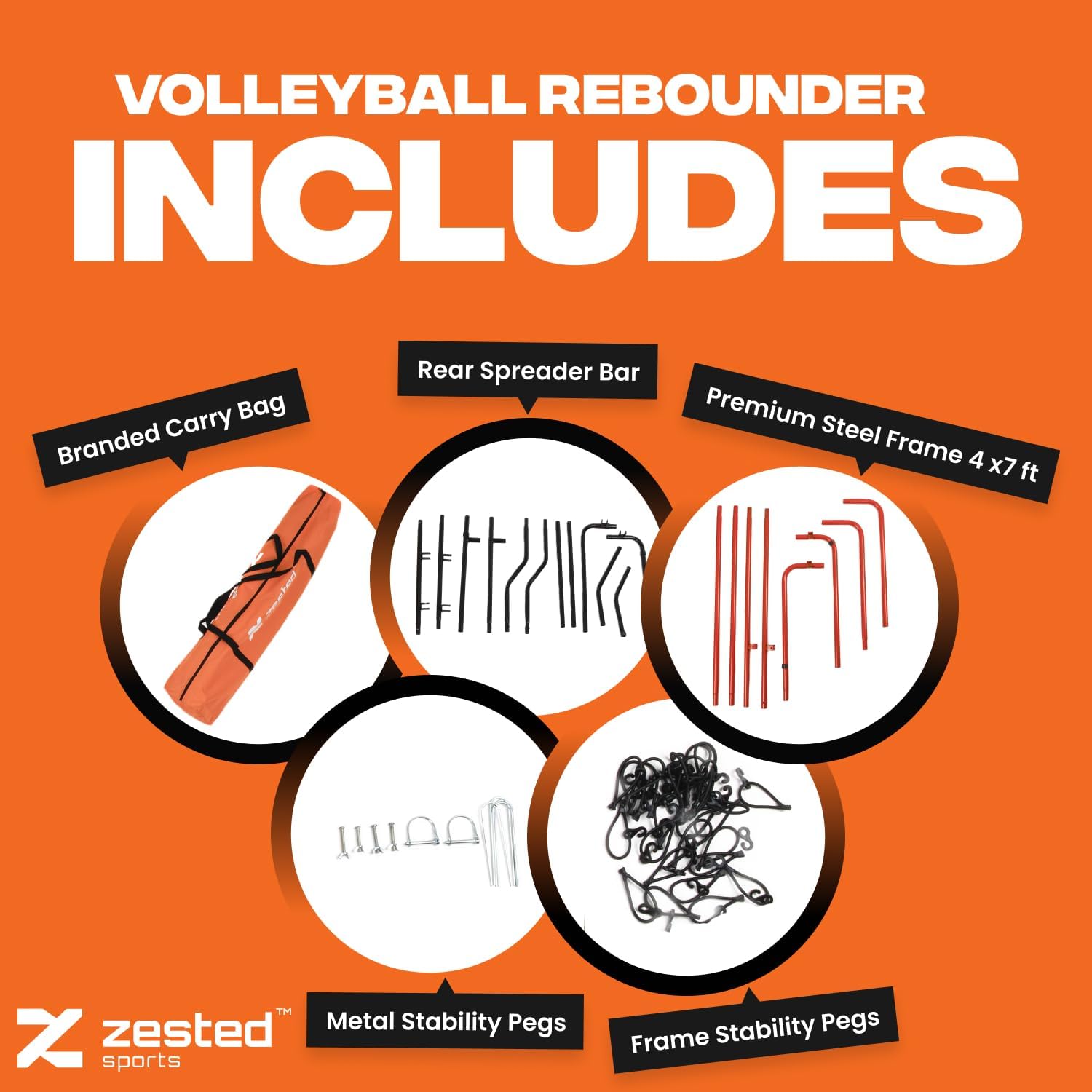 7x4 FT Multi-Sport Rebounder Net – Adjustable Training Net for Volleyball, Lacrosse, Baseball & Soccer – Heavy-Duty Steel Frame, High-Tension Net & Carry Bag for Indoor/Outdoor Practice