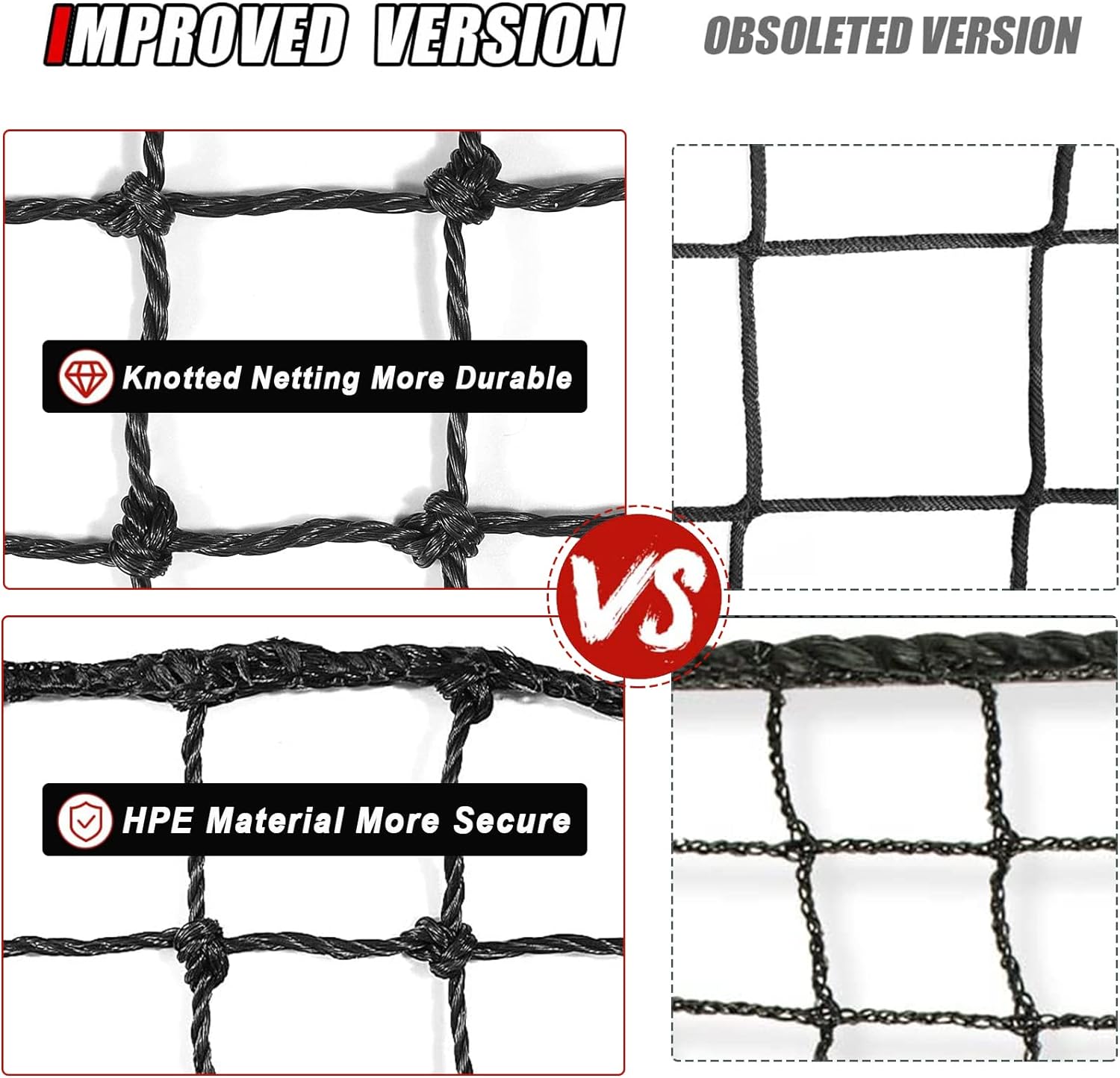 Baseball Softball Batting Cage Net with Realistic Catcher, Net Only, Backyard Practice Batting Cage Net, Heavy Duty Multi-Purpose Sports Net with Door